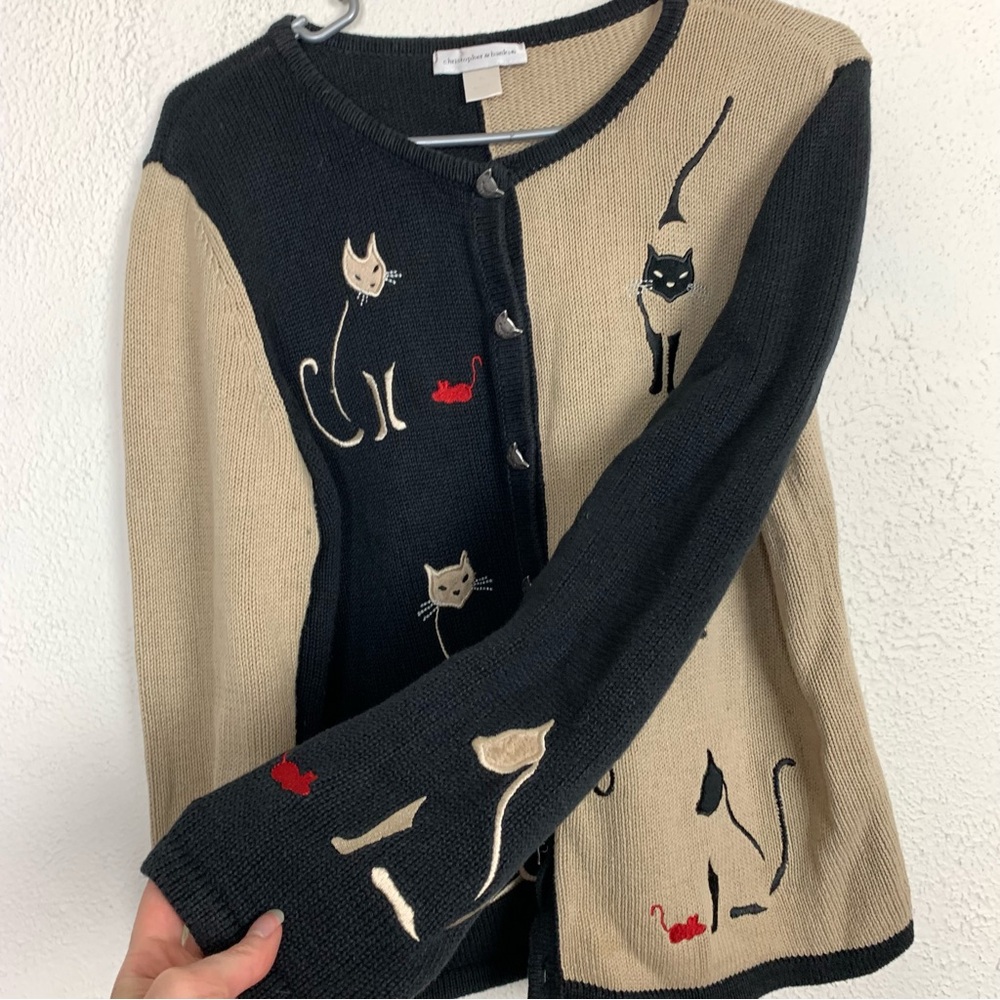 Vintage Christopher and banks novelty cat cardigan size medium - Picture 6 of 8